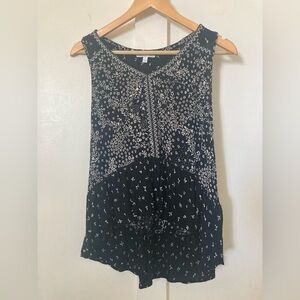 PATRONS of Peace boho high low swing tank top small